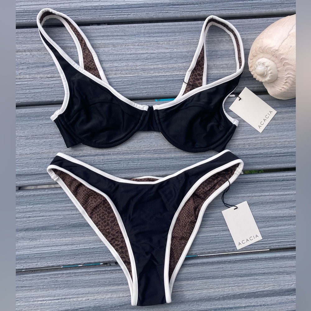 ACACIA Set - Black Piped Ruby Underwire Bikini Top & Parker Bottoms - M/L - Picture 14 of 16